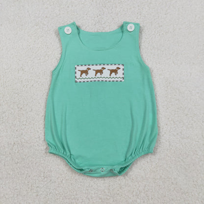 Sibling Baby Boys Embroidery Dogs Top Pockets Stripe Shorts Hunting Clothes Set Rompers