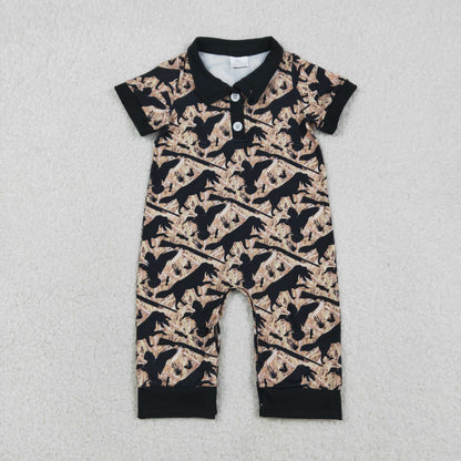Sibling Baby Boys Short Sleeve Southern Hunting Duck Dogs Deer Camo Button Rompers