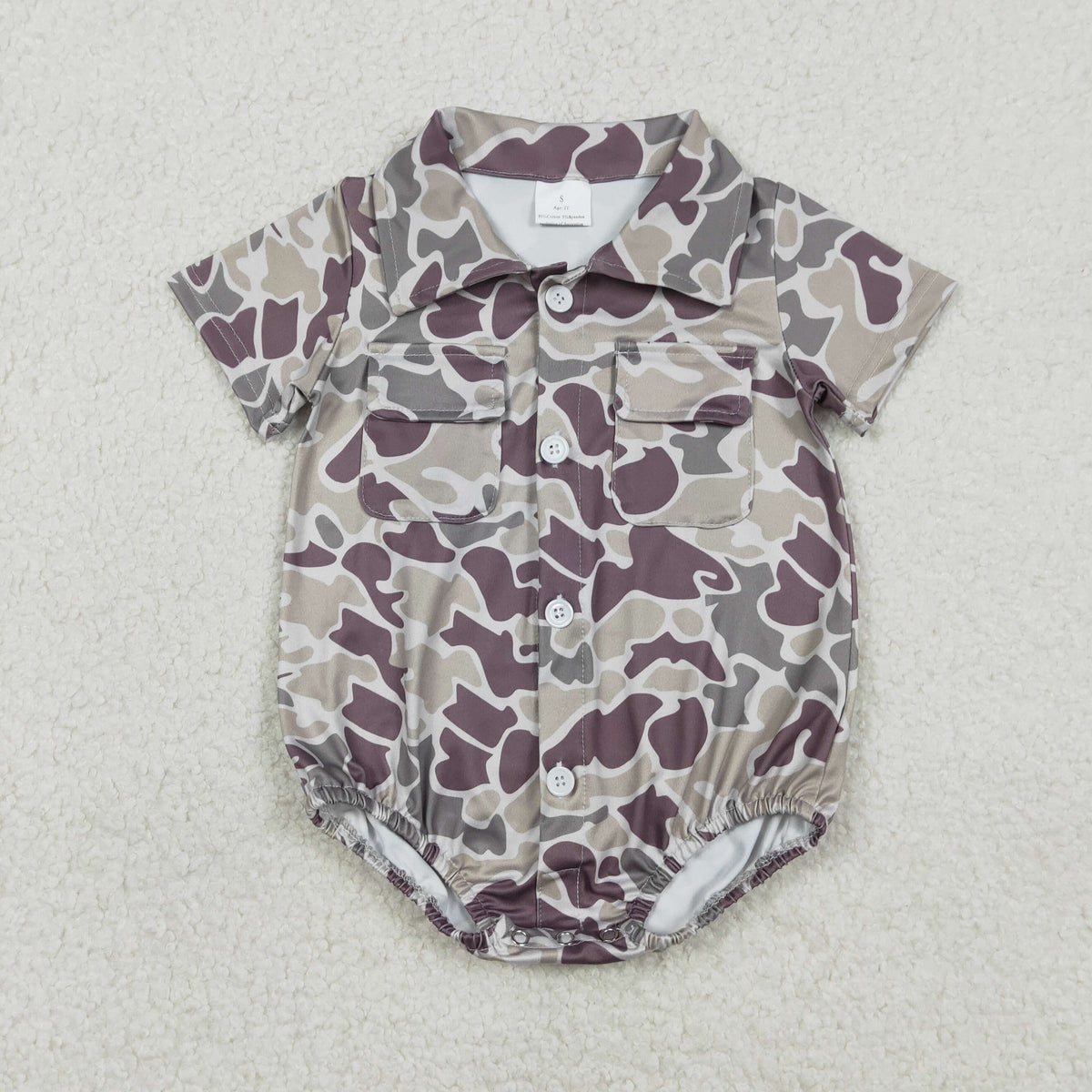 Sibling Baby Boys Southern Camo Button Pockets Hunting Rompers