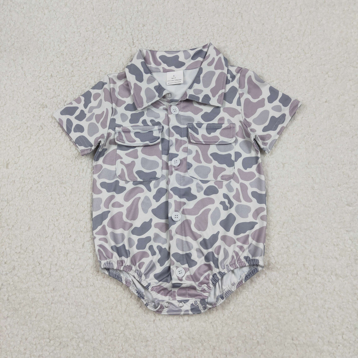 Sibling Baby Boys Southern Camo Button Pockets Hunting Rompers