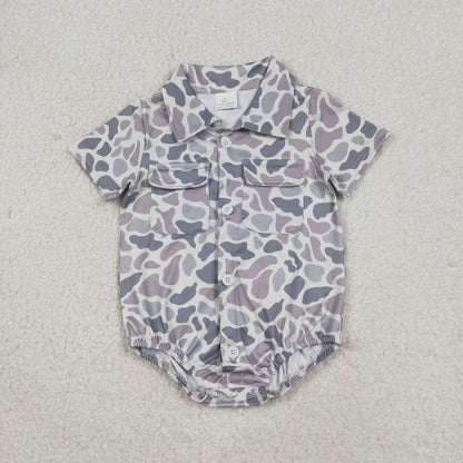 Sibling Baby Boys Southern Camo Button Pockets Hunting Rompers