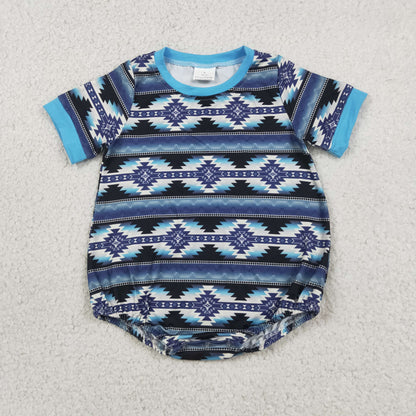 Sibling Baby Boys Short Sleeve Aztec Print Western Rompers