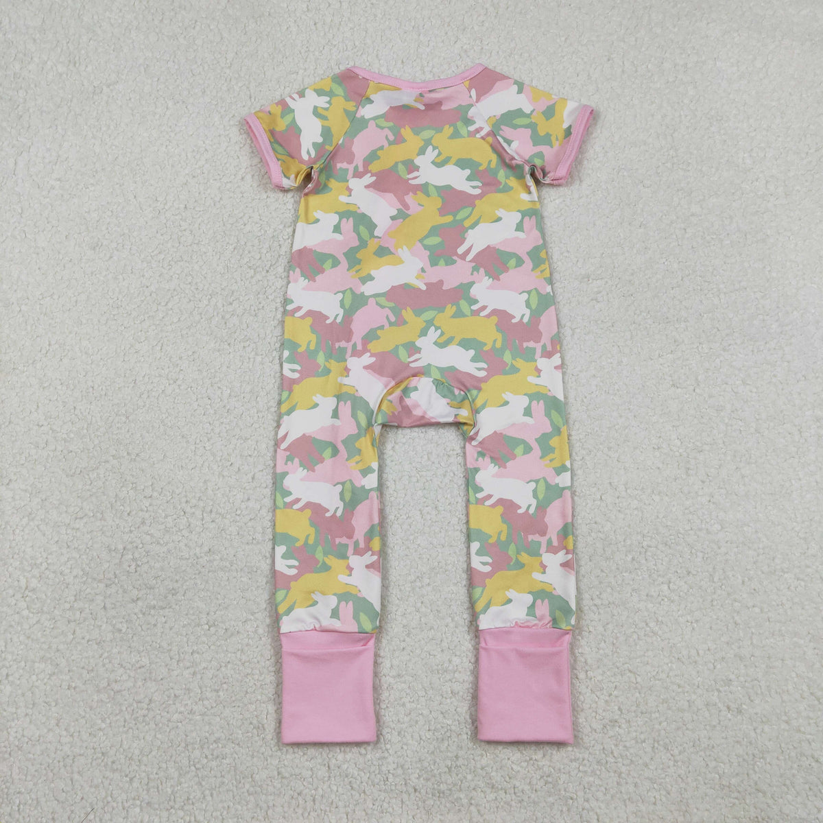 Sibling Mama and Girls Camo Rabbits Button Pocket Short Easter Pajamas Set Dress Zipper Rompers