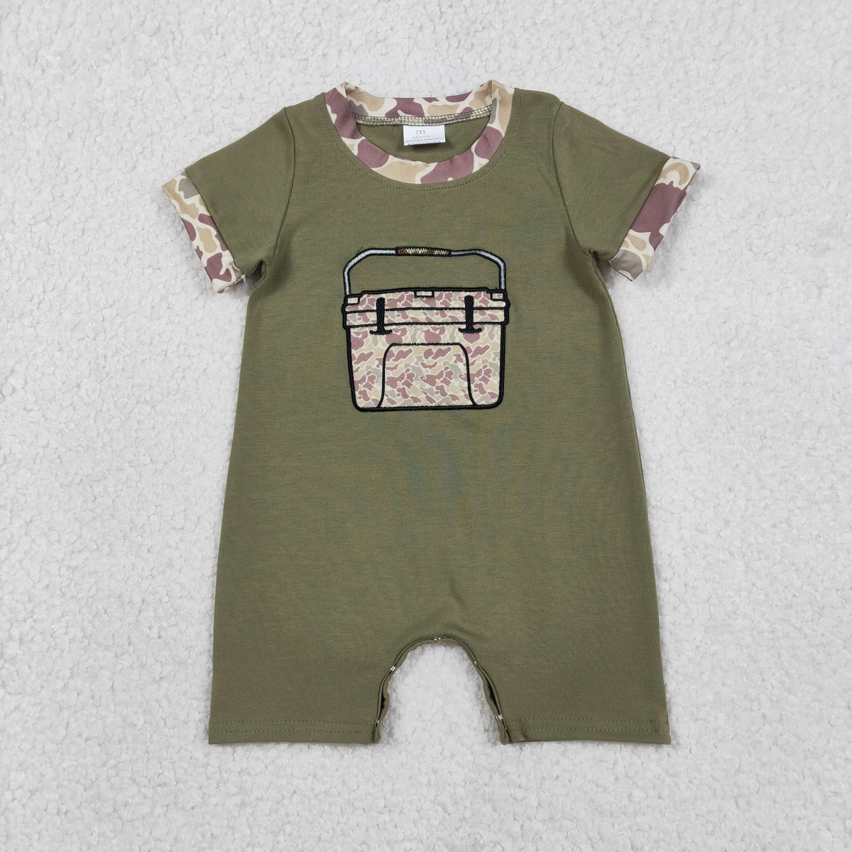Sibling Baby Boys Embroidery Southern Khaki Camo Boxes Short Hunting Clothes Set Rompers