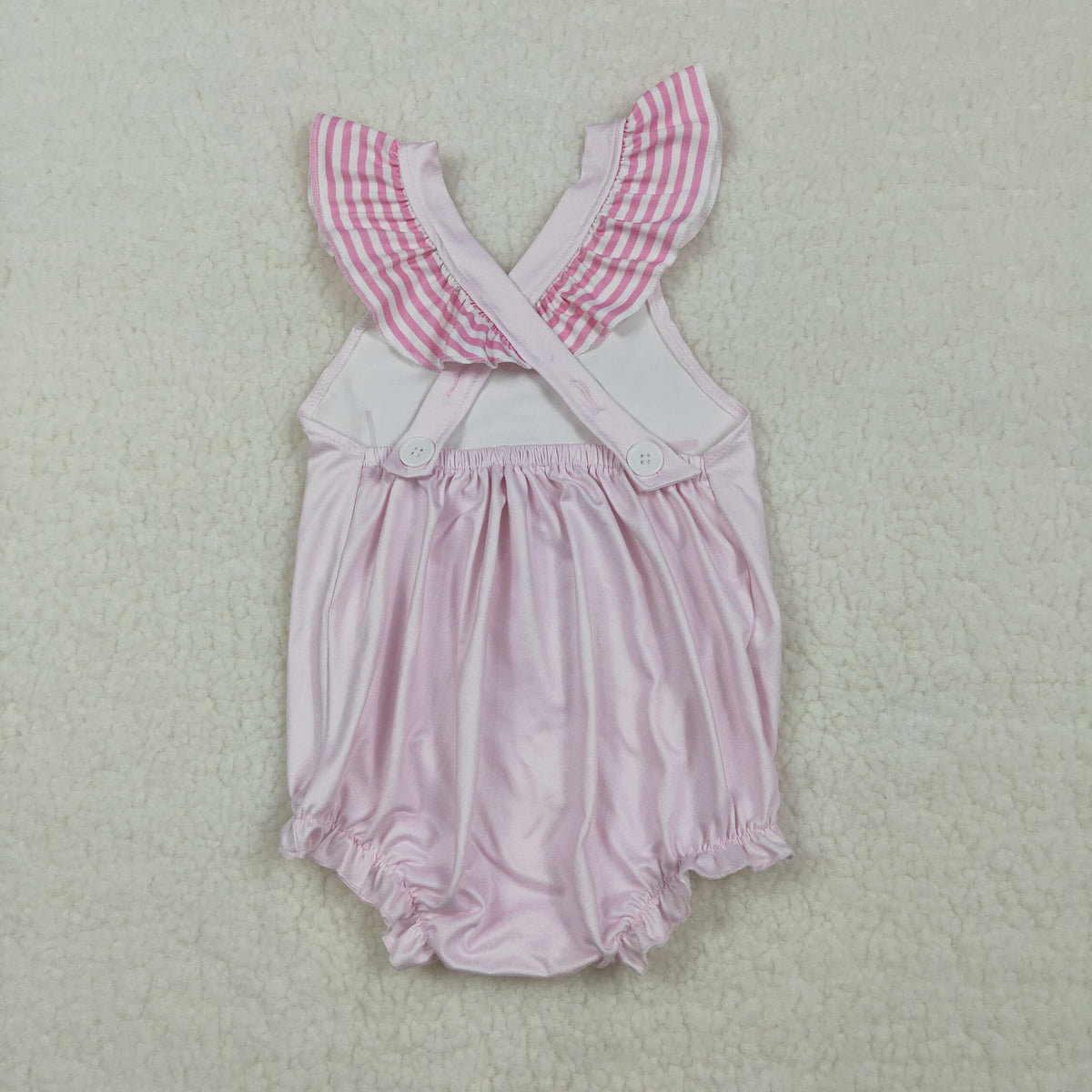 Sibling Baby Girls Pink Stripe Best Day Ever Tunic Ruffle Short Clothes Set Back Bow Rompers