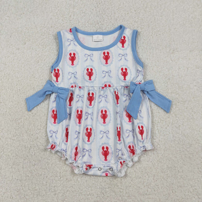 Sibling Baby Girls Bows Crayfishes Tunic Ruffle Shorts Clothes Set Ruffle Knee Length Dresses