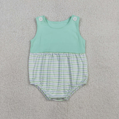 Sibling Baby Boys Girls Aqua Stripe Pockets Tunic Short Clothes Set Sleeveless Romper