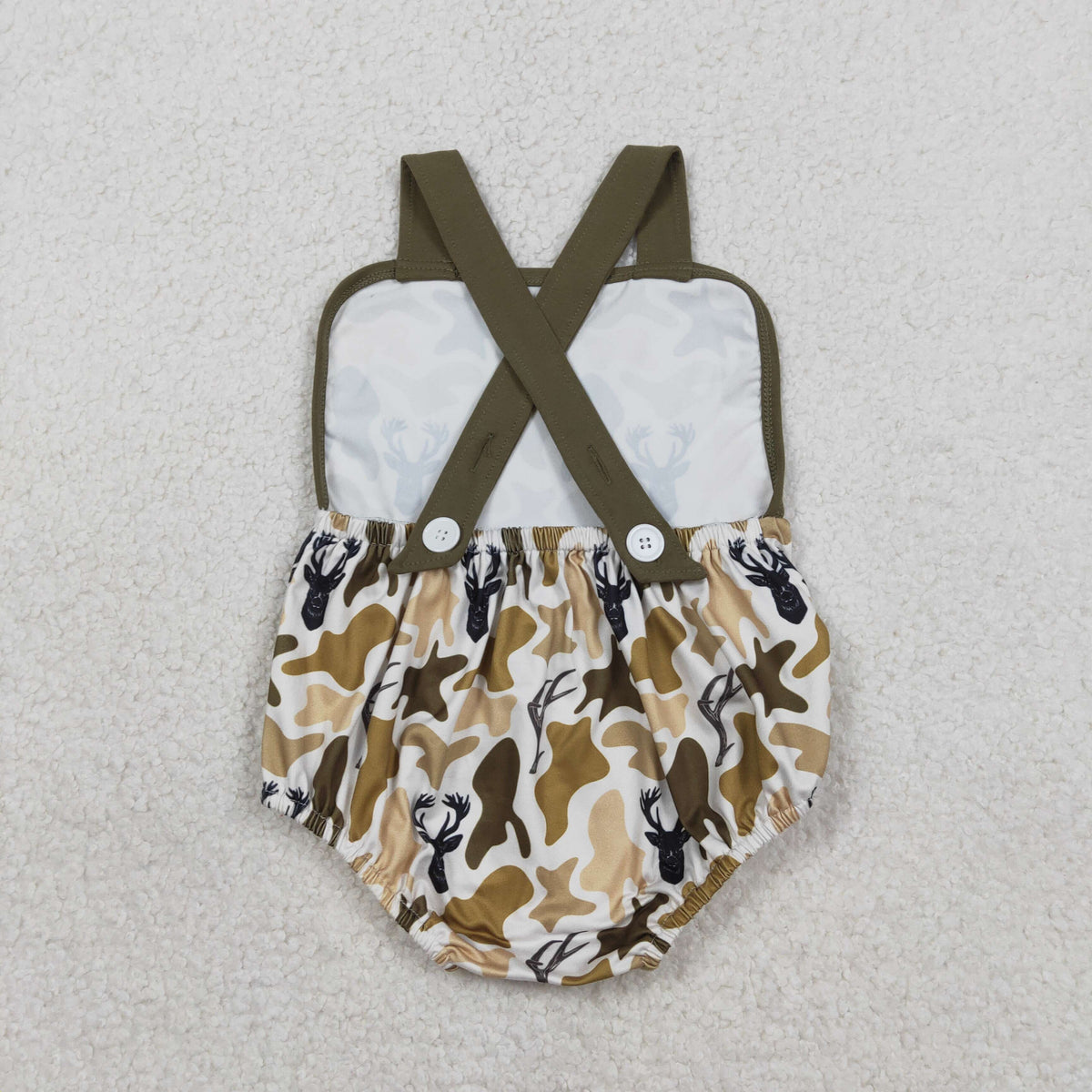 Sibling Baby Boys Strap Southern Camo Hunting Rompers
