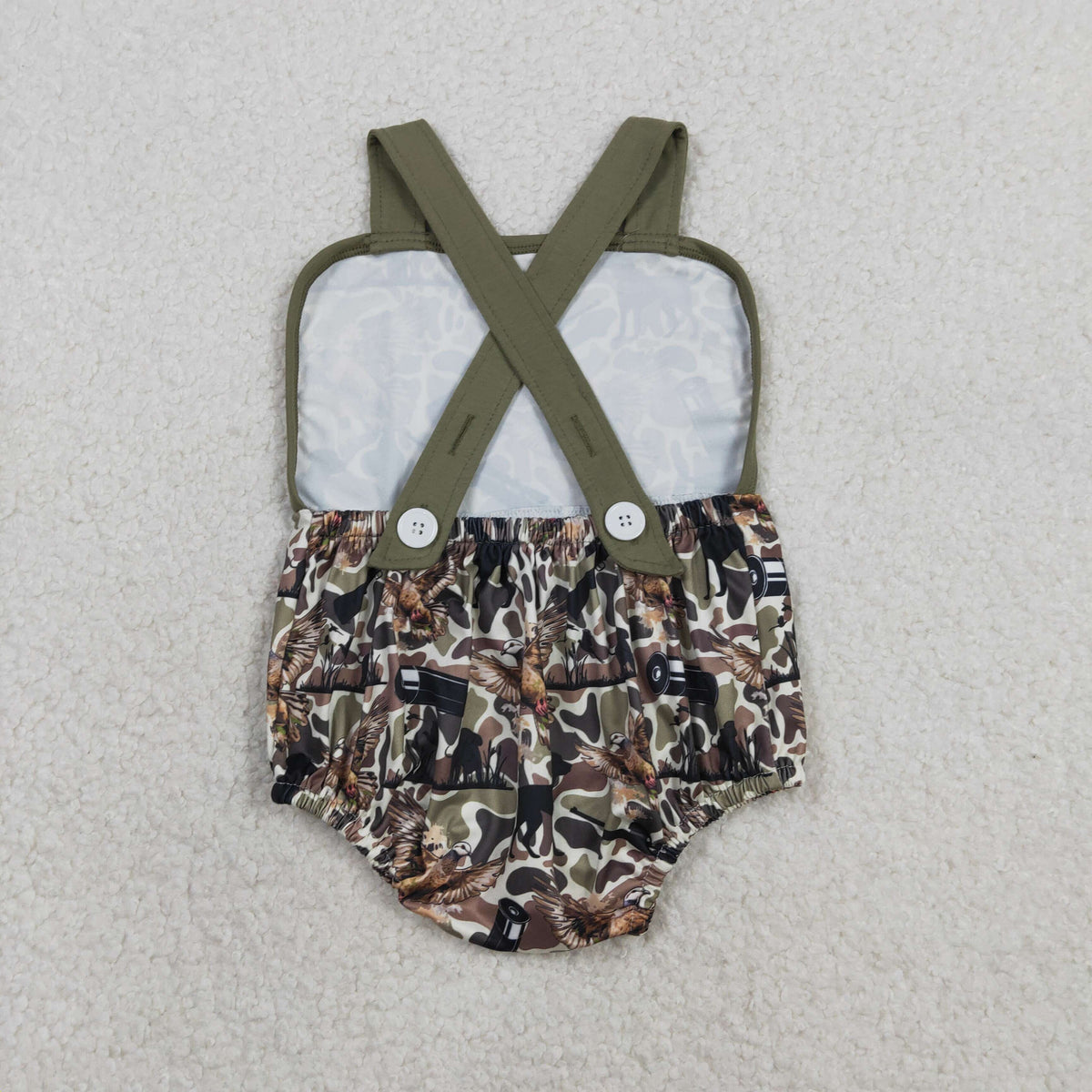 Sibling Baby Boys Strap Southern Camo Hunting Rompers