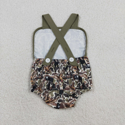 Sibling Baby Boys Strap Southern Camo Hunting Rompers