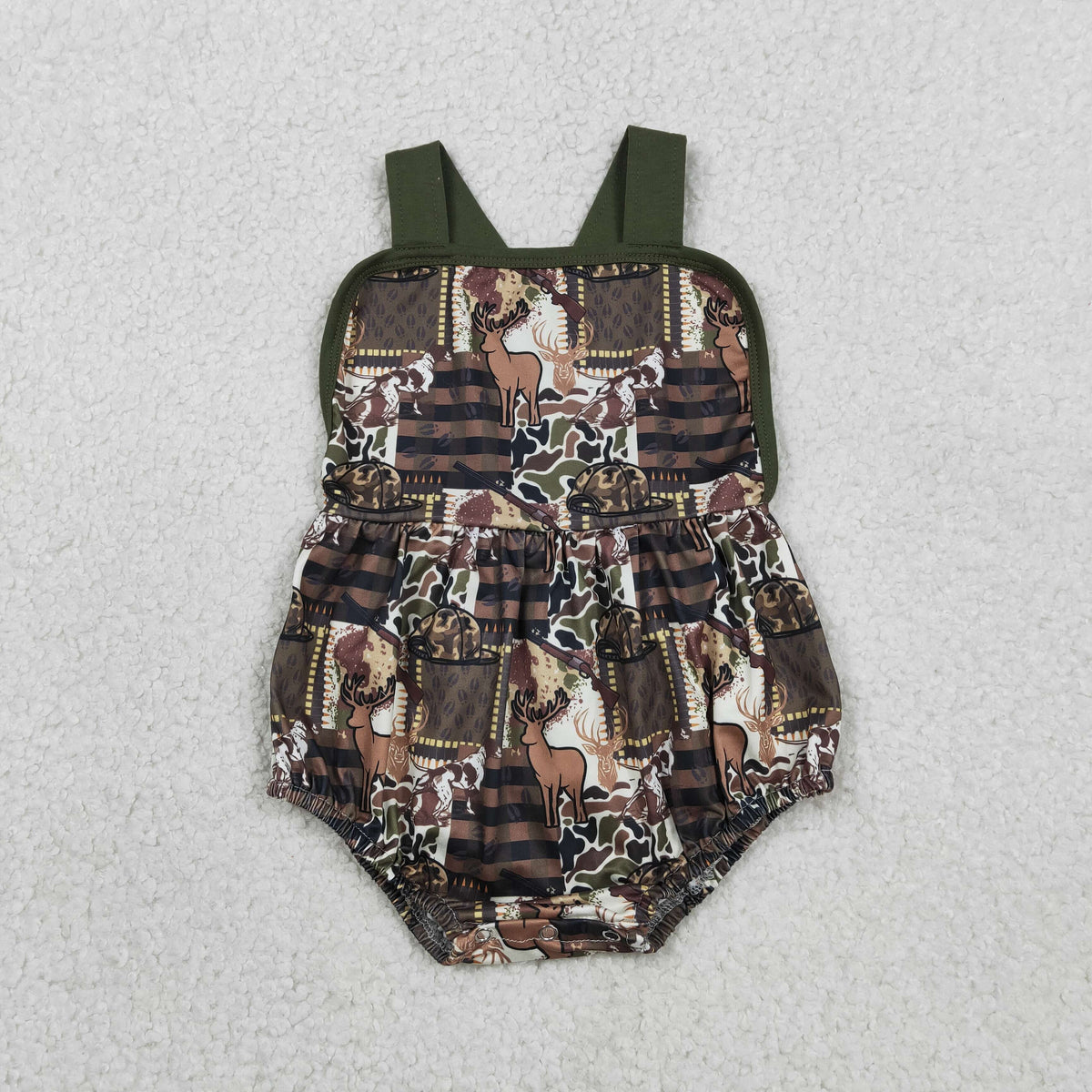 Sibling Baby Boys Strap Southern Camo Hunting Rompers