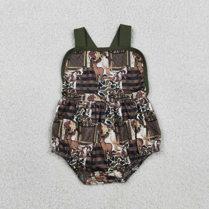 Sibling Baby Boys Strap Southern Camo Hunting Rompers