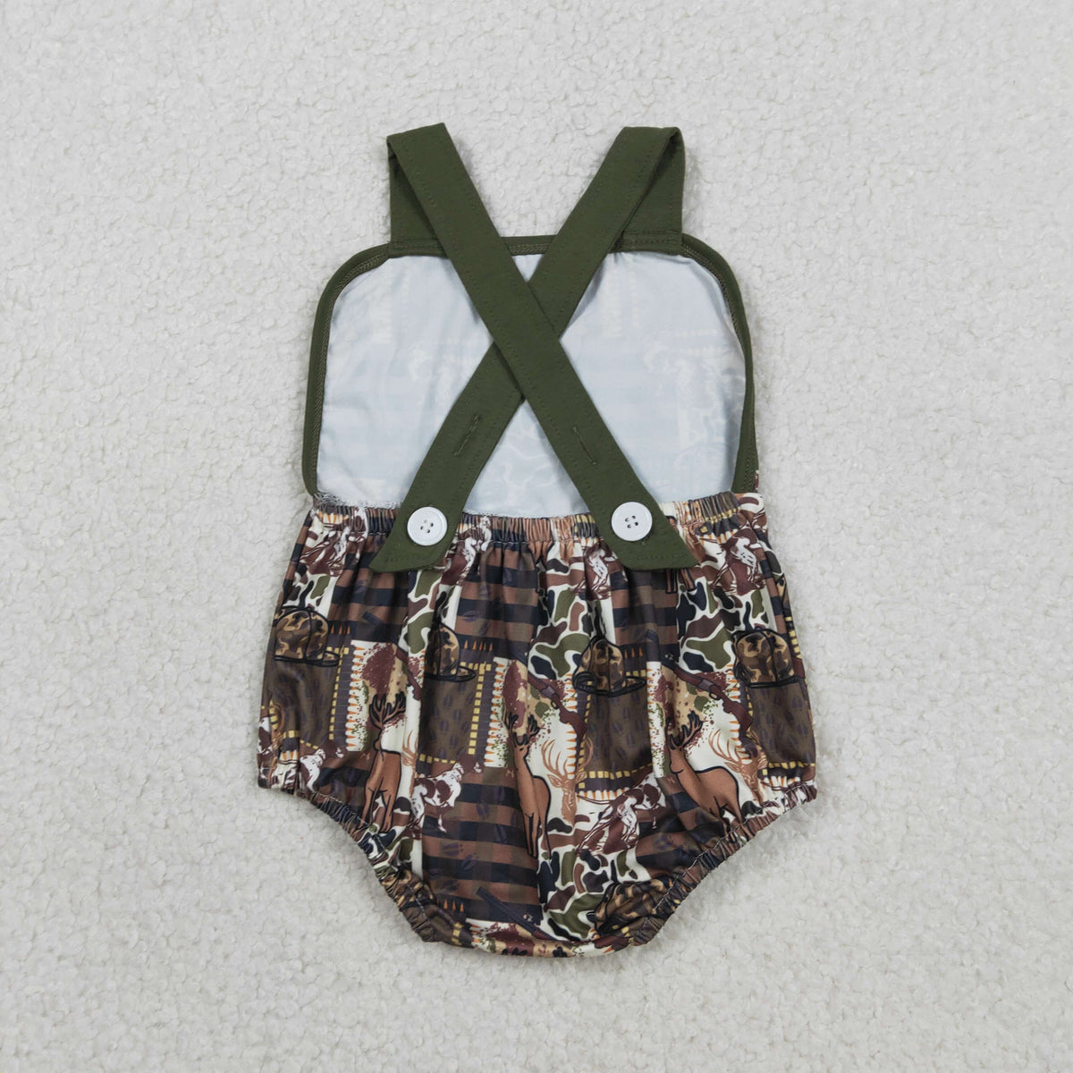 Sibling Baby Boys Strap Southern Camo Hunting Rompers