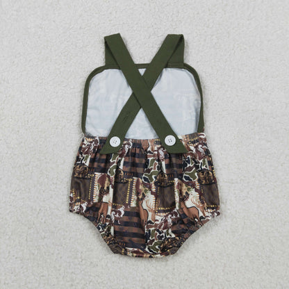 Sibling Baby Boys Strap Southern Camo Hunting Rompers