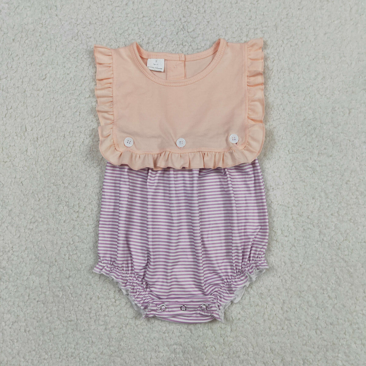 Sibling Baby Girls Sleeveless Purple Stripe 2 Pieces Knee Length Dress Rompers