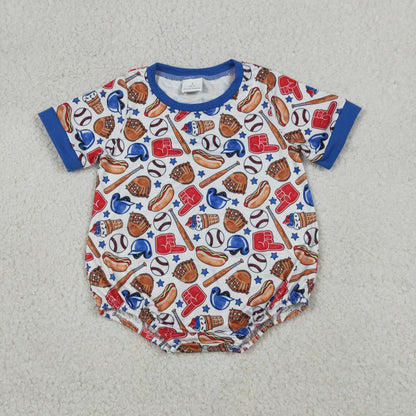 Sibling Baby Boys Short Sleeve Baseball Button Pocket Short Clothes Set Rompers
