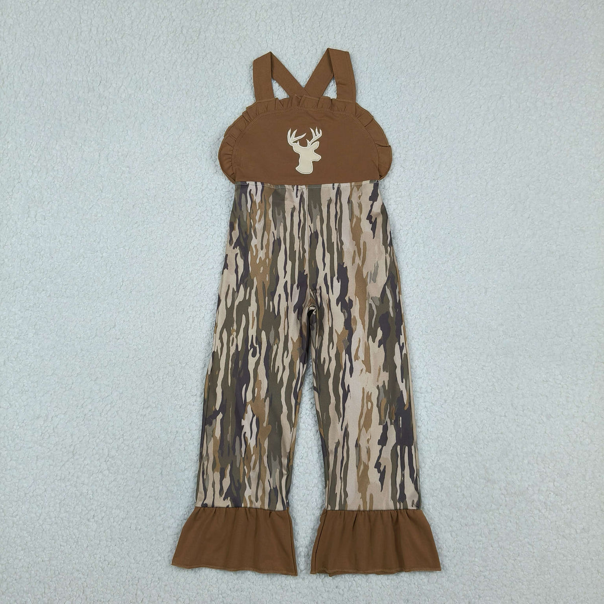 Sibling Baby Kids Embroidery Deer Dog Ducks Top Shorts Hunting Clothes Set Strap Jumpsuit Rompers