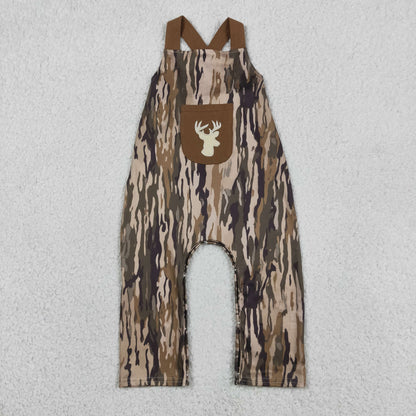 Sibling Baby Kids Embroidery Deer Dog Ducks Top Shorts Hunting Clothes Set Strap Jumpsuit Rompers
