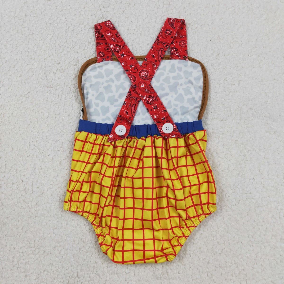 Sibling Baby Kids Cow Print Yellow Checked Cartoon Rompers