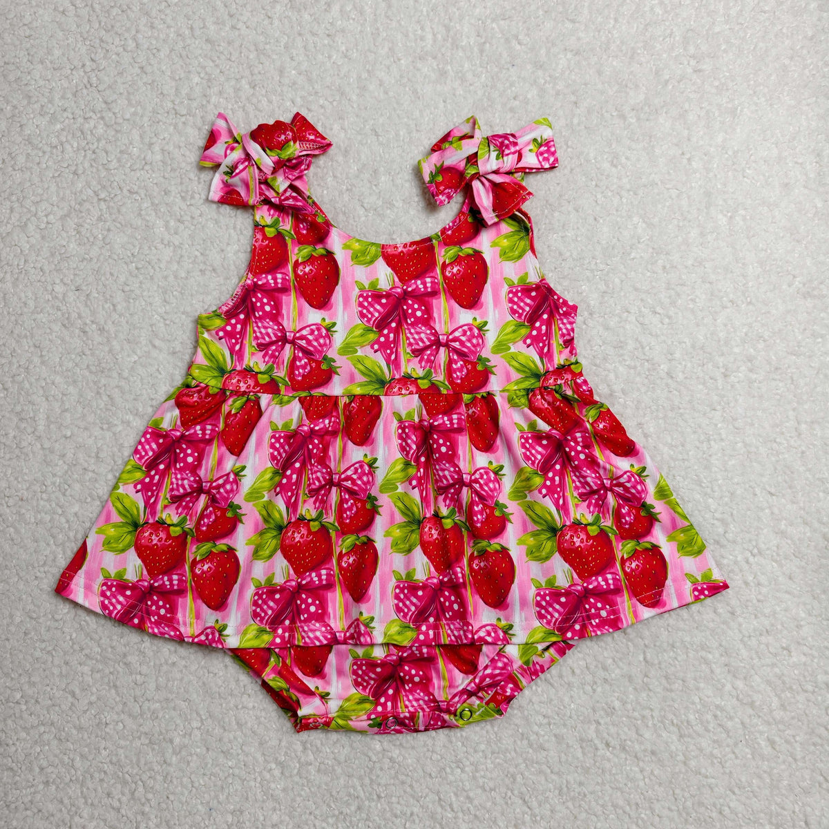 Sibling Baby Girls Strap Strawberry Lemons Tunic Bummies Rompers