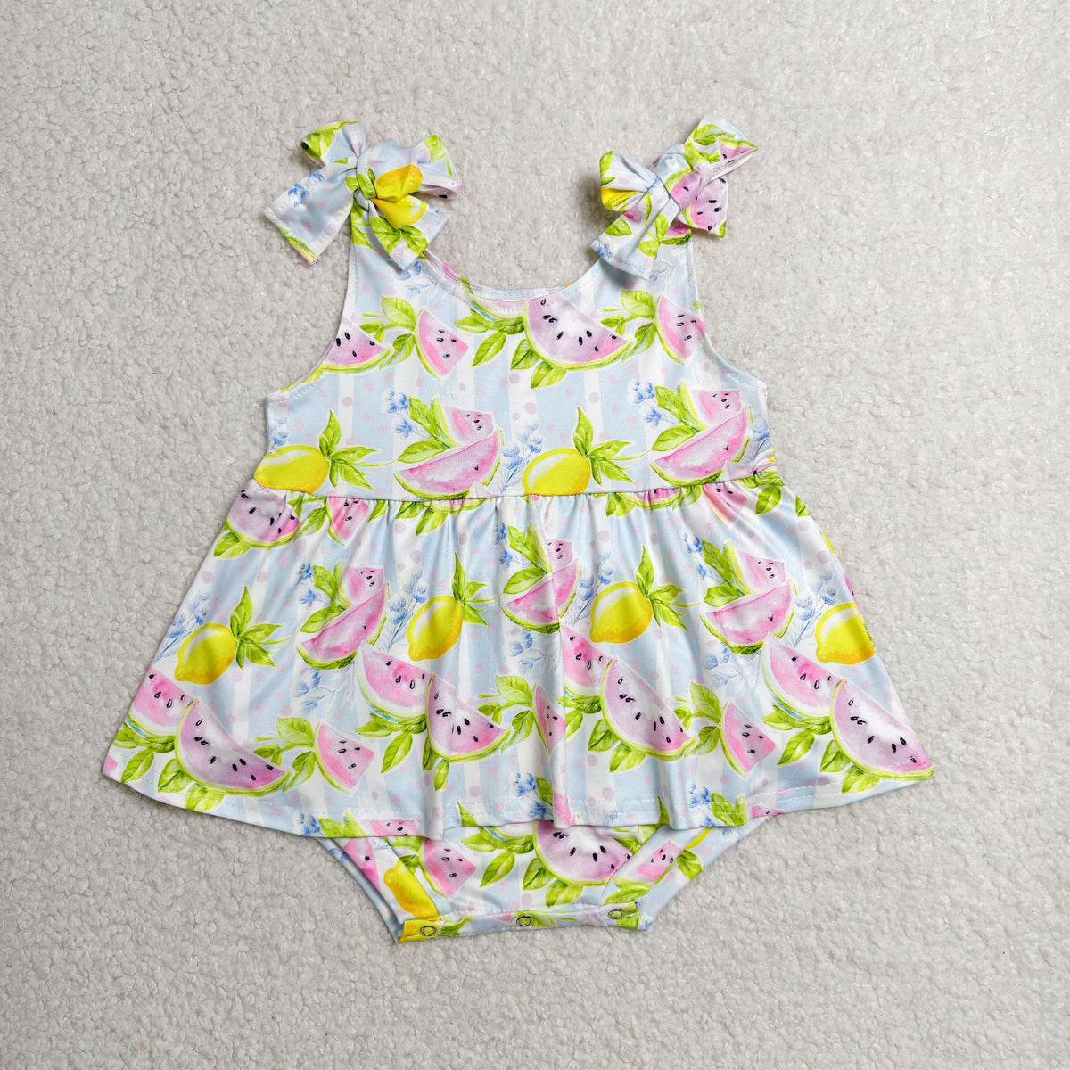 Sibling Baby Girls Strap Strawberry Lemons Tunic Bummies Rompers