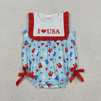 Sibling Baby Kids I Love USA Shirt Shorts 4th of July Clothes Set Knee Length Dress Rompers