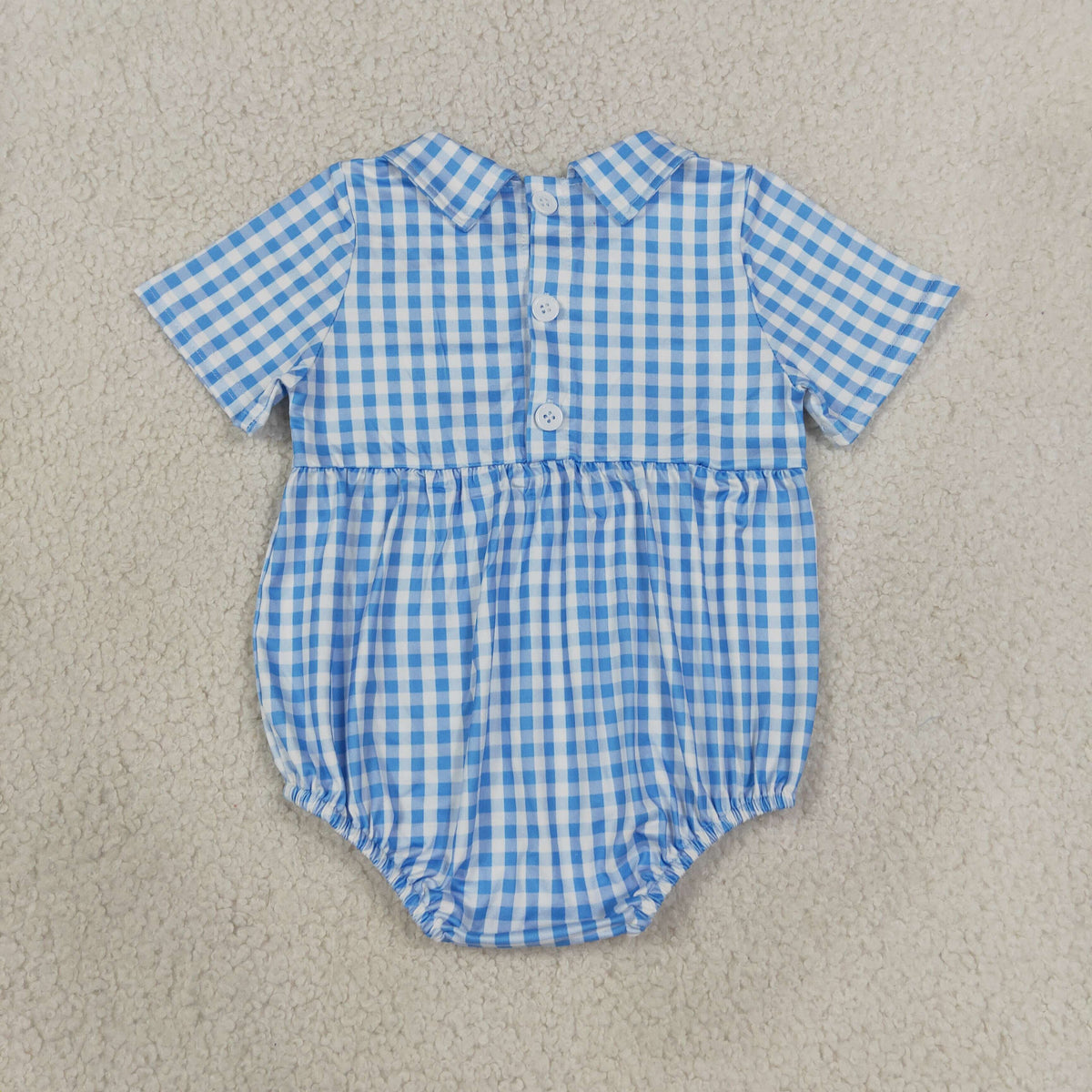 Sibling Smocked Baby Sister Brother Baby Kids Short Sleeve Pink Blue Checked Rompers
