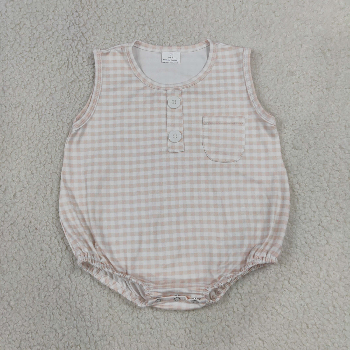 Sibling Baby Boys Sleeveless Colorful Checked Button Pocket Rompers