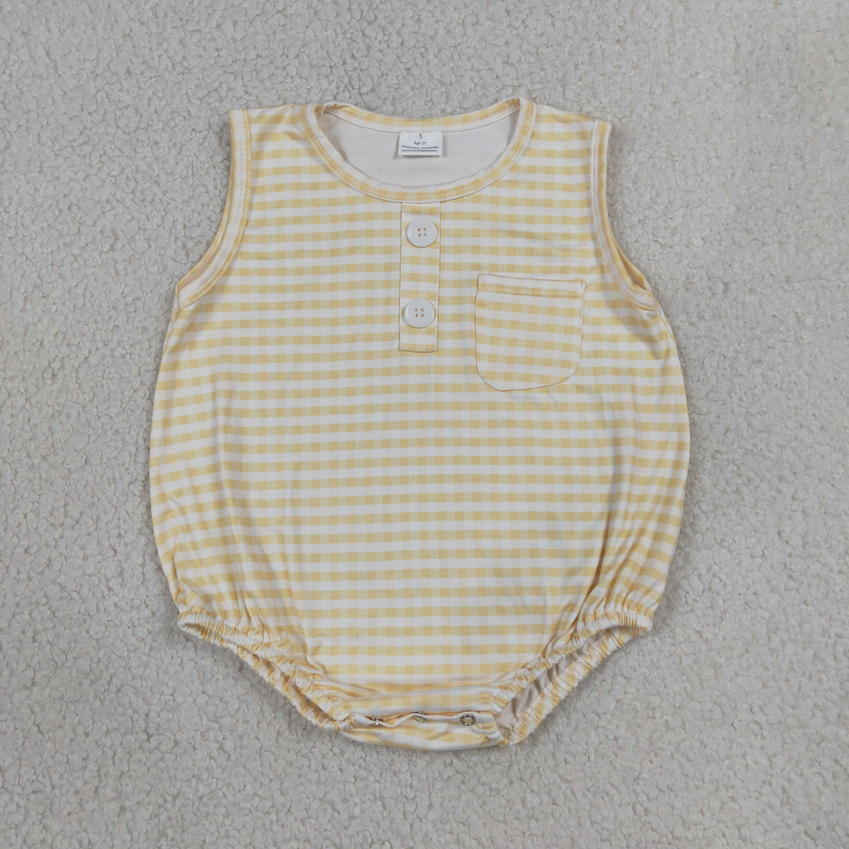 Sibling Baby Boys Sleeveless Colorful Checked Button Pocket Rompers