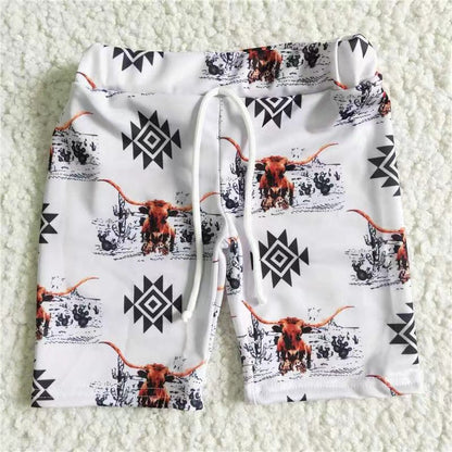 Sibling Baby Boys Western Cows Cactus Swimsuits Trunks