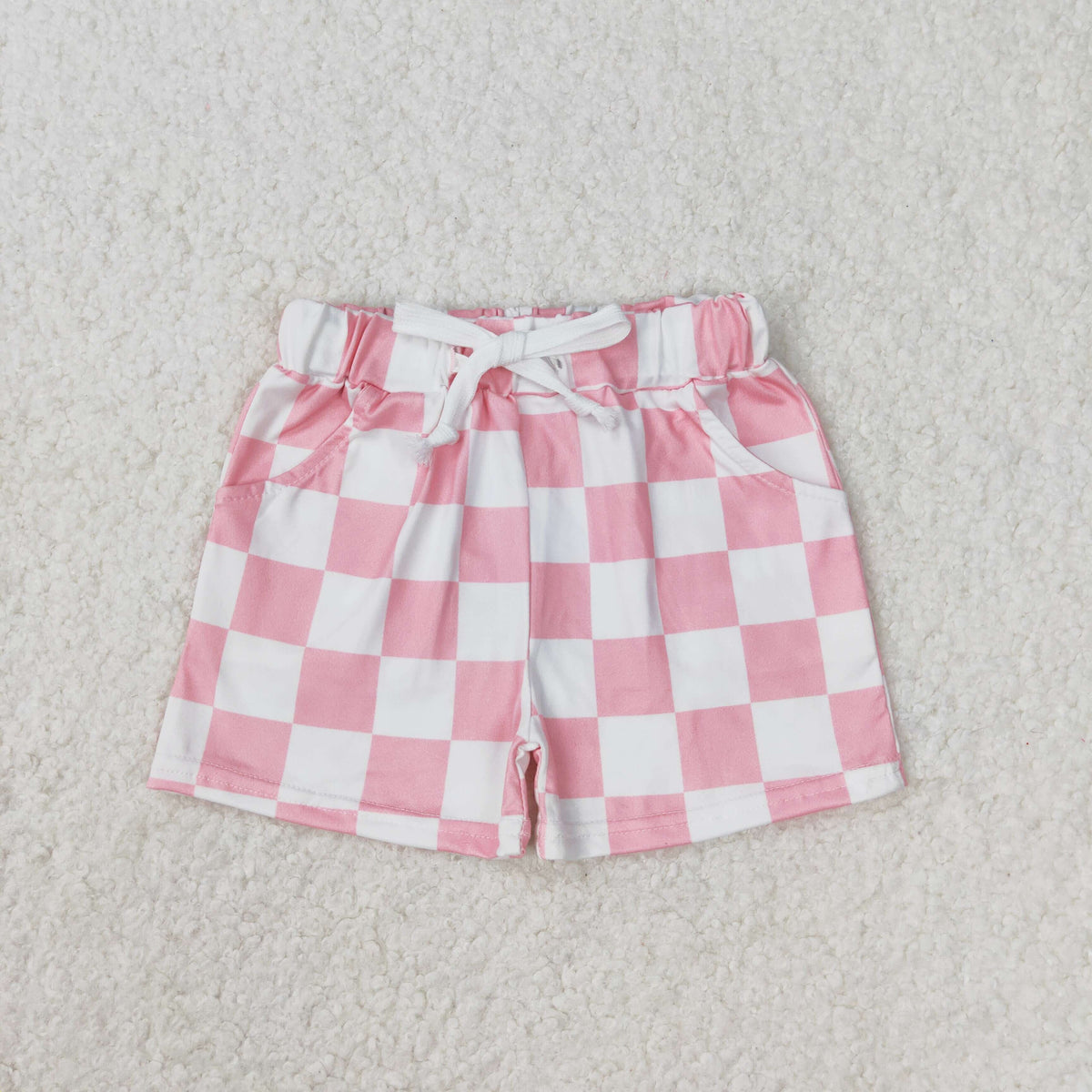 Sibling Baby Girls Pink Black Plaid Summer Shorts Bottoms