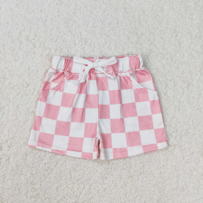Sibling Baby Girls Pink Black Plaid Summer Shorts Bottoms