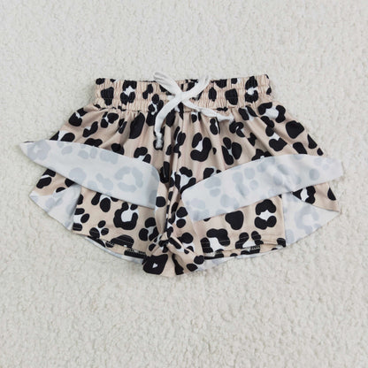 Sibling Baby Girls Colorful Bows Leopard Skorts Ruffle Summer Shorts Bottoms
