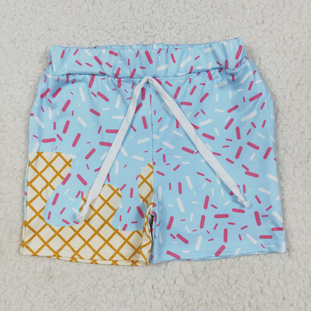 Sibling Baby Girls Boys Blue Ice-cream Drip Shorts Dresses Shirts