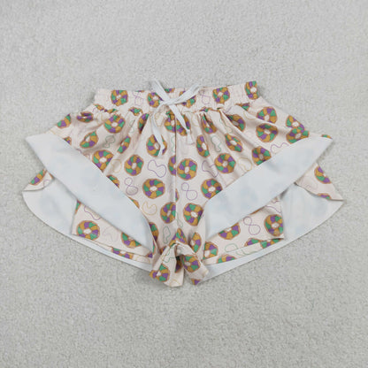 Mama and Me Mardigras Donuts Stripe Yoga Active Shorts Bottoms