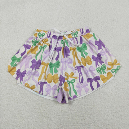 Mama and Me Mardigras Donuts Stripe Yoga Active Shorts Bottoms