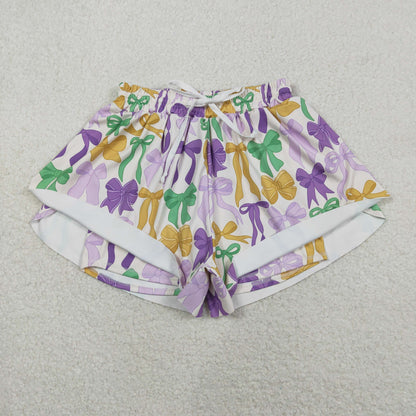 Mama and Me Mardigras Donuts Stripe Yoga Active Shorts Bottoms