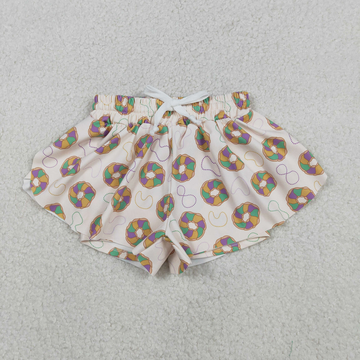 Mama and Me Mardigras Donuts Stripe Yoga Active Shorts Bottoms