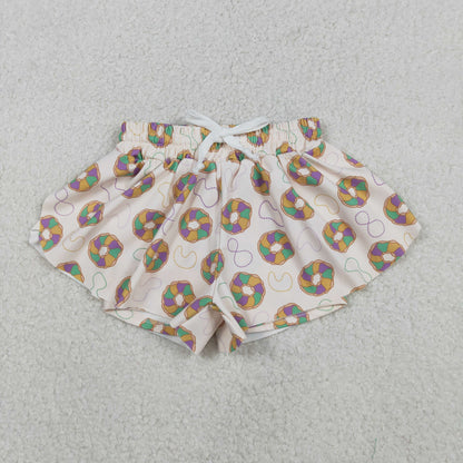 Mama and Me Mardigras Donuts Stripe Yoga Active Shorts Bottoms