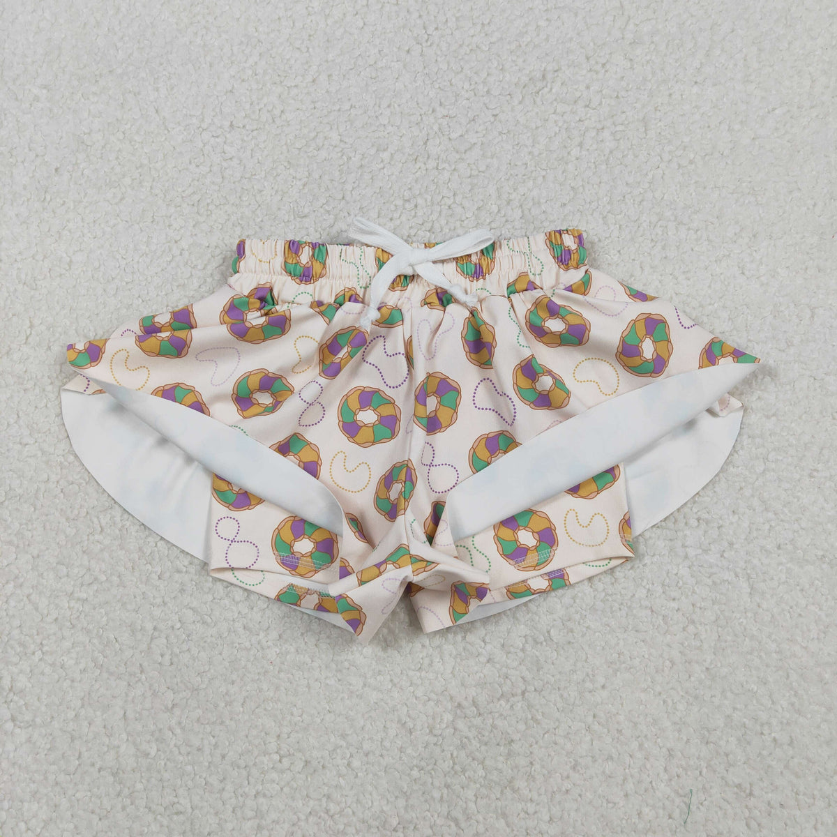Mama and Me Mardigras Donuts Stripe Yoga Active Shorts Bottoms