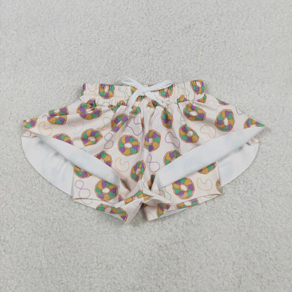 Mama and Me Mardigras Donuts Stripe Yoga Active Shorts Bottoms
