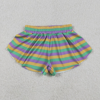 Sibling Baby Girls Mardigras Stripes Ruffle Shorts Skirt Shorts Bottom