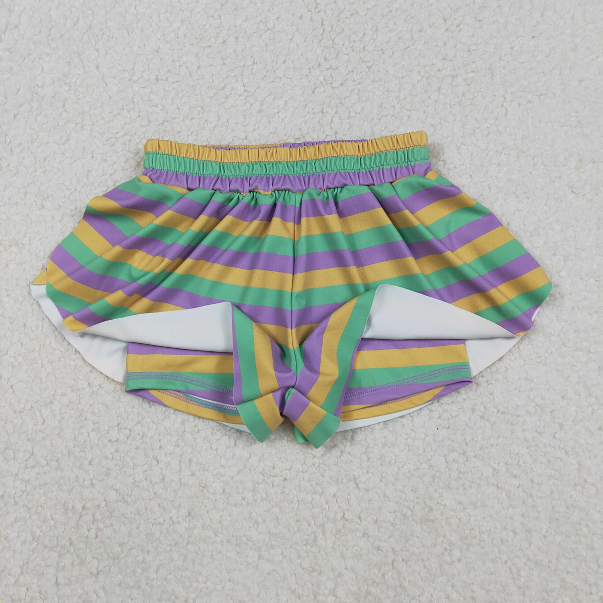 Sibling Baby Girls Mardigras Stripes Ruffle Shorts Skirt Shorts Bottom