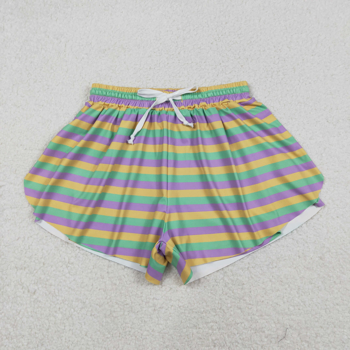 Mama and Me Mardigras Donuts Stripe Yoga Active Shorts Bottoms