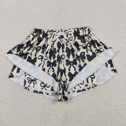 Mama and Me Girls Black Bows Yoga Active Ruffle Shorts Bottom