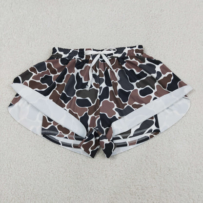 Mama and Me Girls Southern Dark Brown Camo Team Yoga Active Butterfly Shorts Bottom