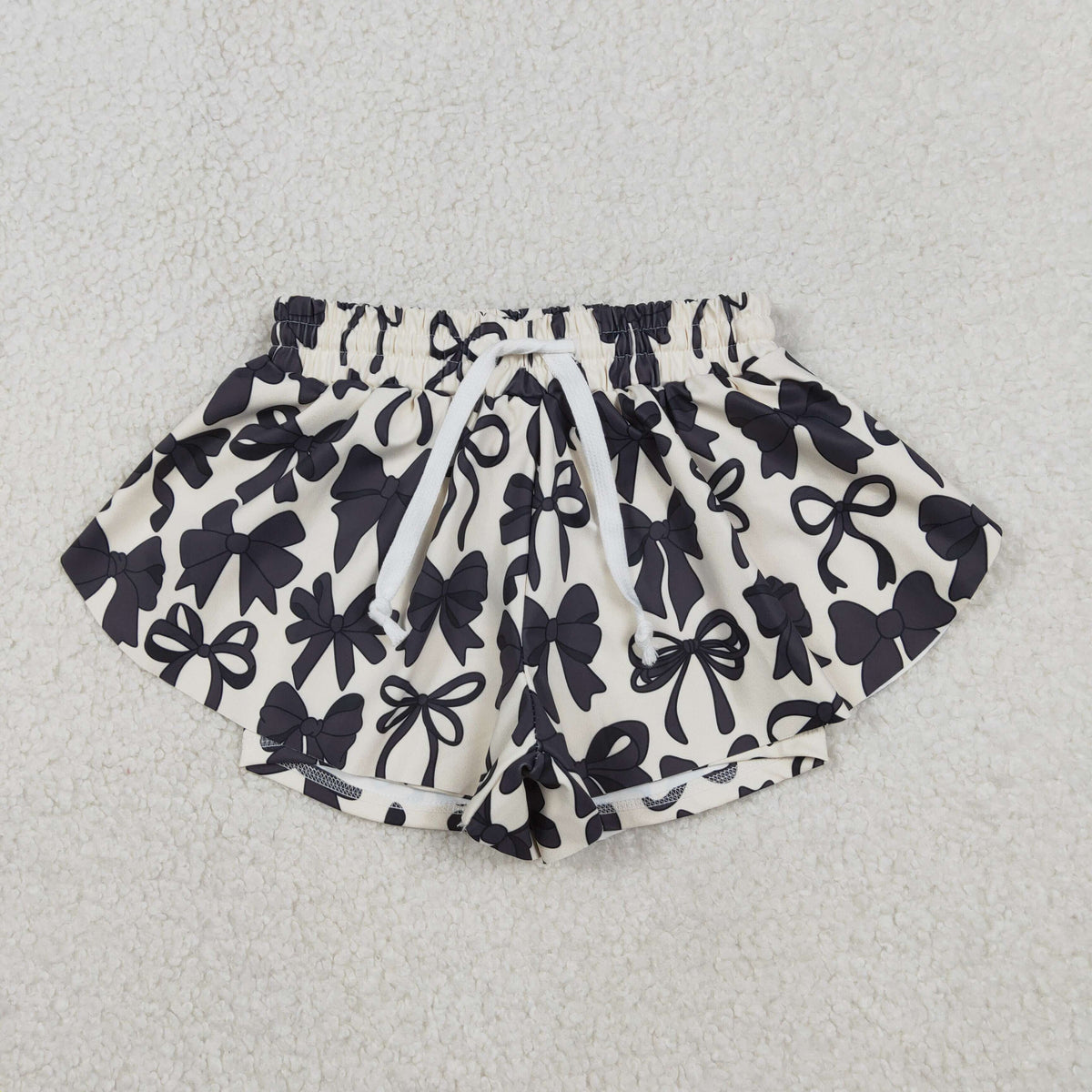 Mama and Me Girls Black Bows Yoga Active Ruffle Shorts Bottom