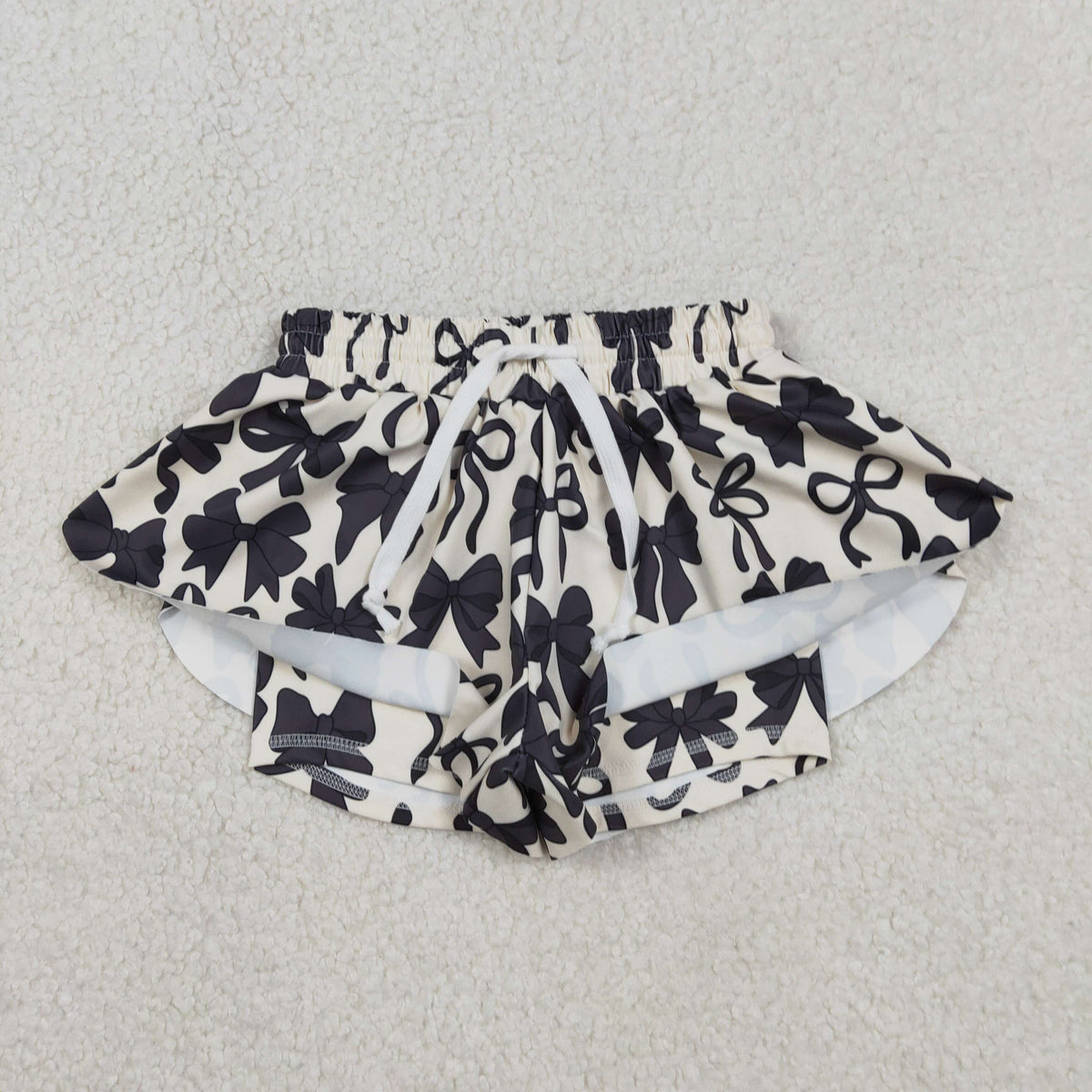 Mama and Me Girls Black Bows Yoga Active Ruffle Shorts Bottom