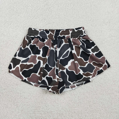 Mama and Me Girls Southern Dark Brown Camo Team Yoga Active Butterfly Shorts Bottom