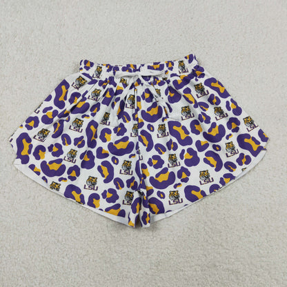 Sibling Mama and Me Kids Bows LSU Tigers Team Clothes Sets Polo Shirt Yoga Active Butterfly Shorts
